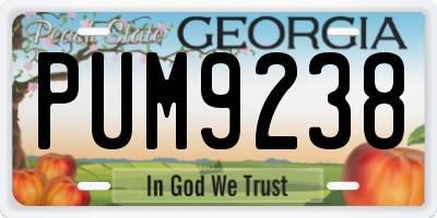 GA license plate PUM9238