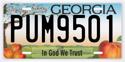 GA license plate PUM9501