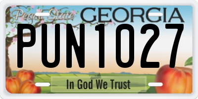 GA license plate PUN1027