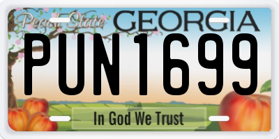 GA license plate PUN1699