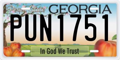 GA license plate PUN1751