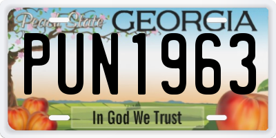 GA license plate PUN1963