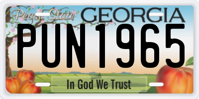 GA license plate PUN1965