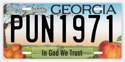 GA license plate PUN1971