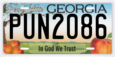 GA license plate PUN2086