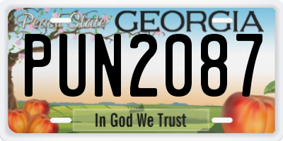 GA license plate PUN2087