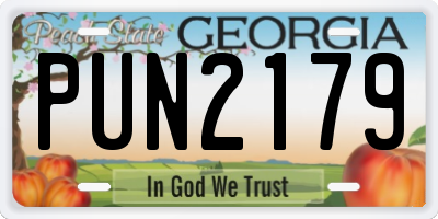GA license plate PUN2179