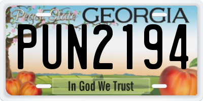 GA license plate PUN2194