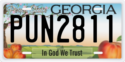 GA license plate PUN2811