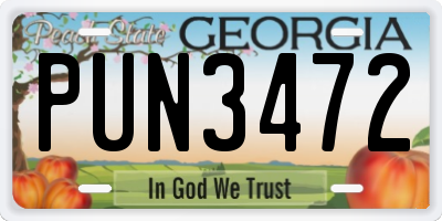 GA license plate PUN3472