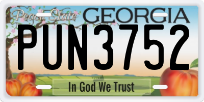 GA license plate PUN3752