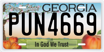 GA license plate PUN4669