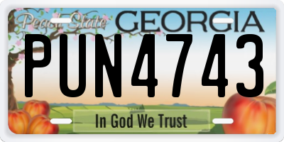 GA license plate PUN4743