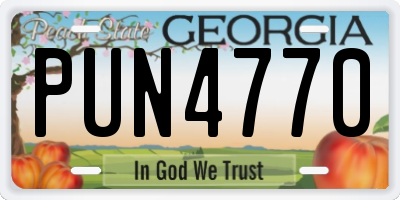 GA license plate PUN4770