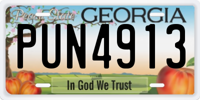 GA license plate PUN4913