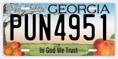 GA license plate PUN4951