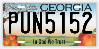 GA license plate PUN5152