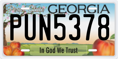 GA license plate PUN5378