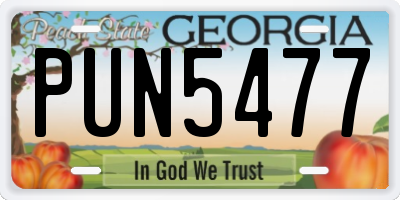 GA license plate PUN5477
