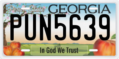 GA license plate PUN5639