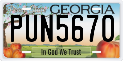 GA license plate PUN5670