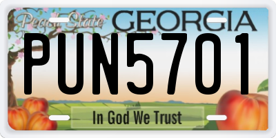 GA license plate PUN5701