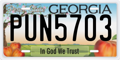 GA license plate PUN5703