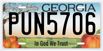GA license plate PUN5706