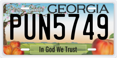 GA license plate PUN5749