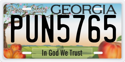 GA license plate PUN5765