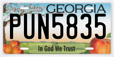 GA license plate PUN5835