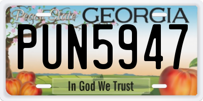 GA license plate PUN5947