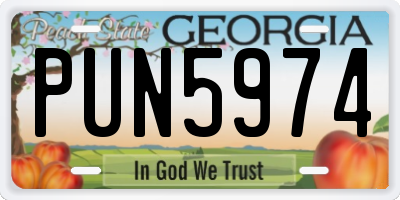 GA license plate PUN5974