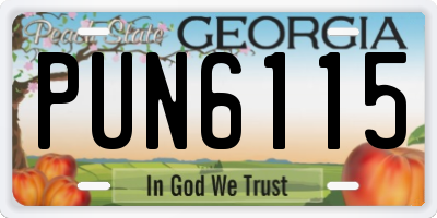 GA license plate PUN6115