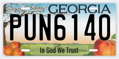 GA license plate PUN6140