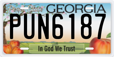 GA license plate PUN6187