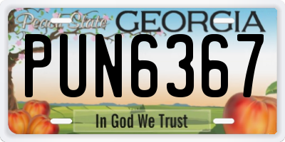 GA license plate PUN6367