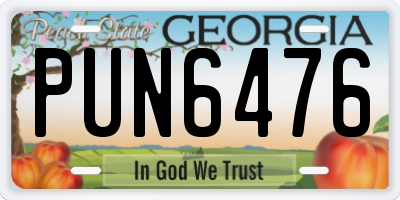 GA license plate PUN6476