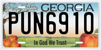 GA license plate PUN6910