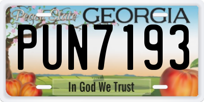 GA license plate PUN7193
