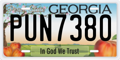 GA license plate PUN7380