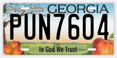 GA license plate PUN7604