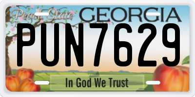 GA license plate PUN7629