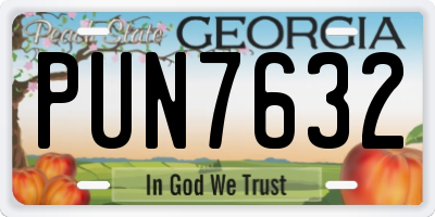 GA license plate PUN7632