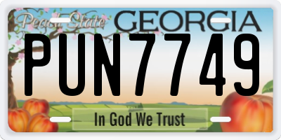 GA license plate PUN7749