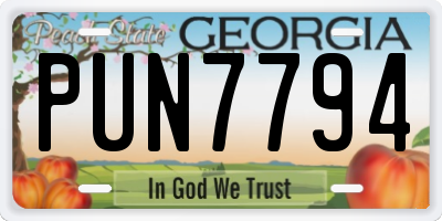 GA license plate PUN7794