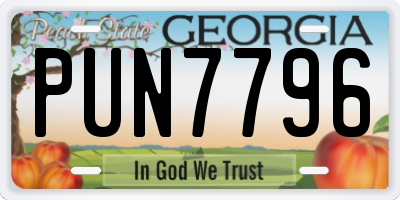 GA license plate PUN7796