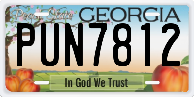 GA license plate PUN7812