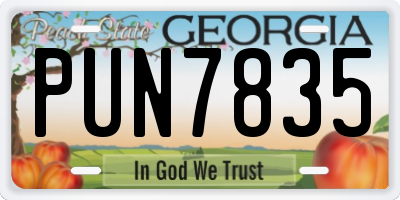GA license plate PUN7835