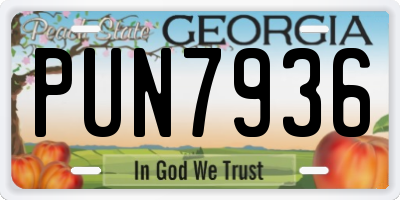 GA license plate PUN7936
